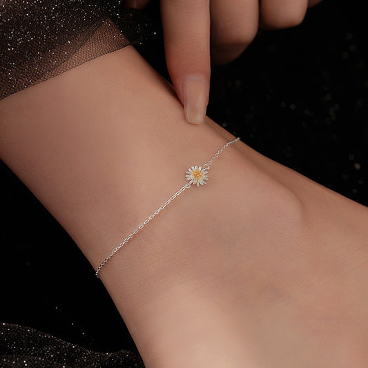 Sunflower Anklet - Thin Chain