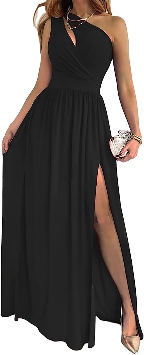 Women's One Shoulder - Leg Slit Cocktail Dress