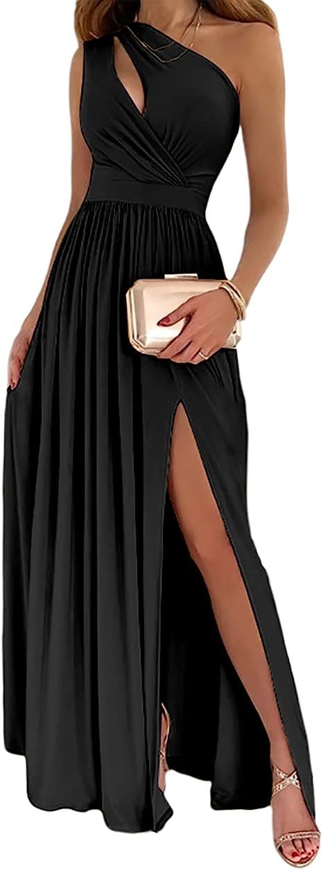 Women's One Shoulder - Leg Slit Cocktail Dress