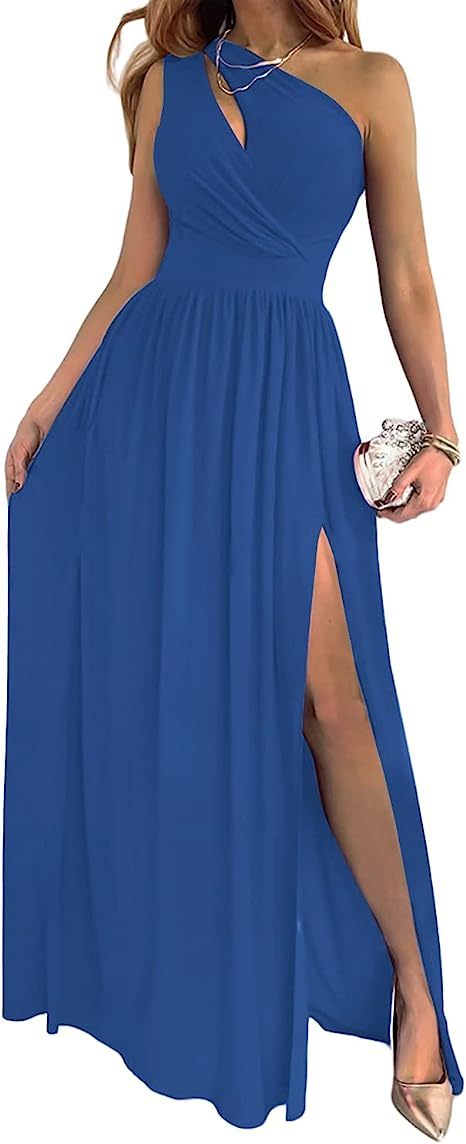 Women's One Shoulder - Leg Slit Cocktail Dress